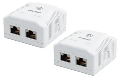 Zdjęcie produktu dla Gniazdo natynkowe sieciowe - Cat6A - 2 porty - Biały