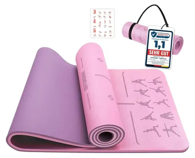 Productafbeelding van Yogamat 6 mm TPE antislip met oriëntatielijnen, 183 x 61 x 0,6 cm
