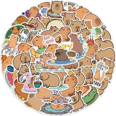 Produktbild von Jumada's - Capybara-Aufkleber - 50 Stk. - Tiere - Laptop - Wasserschweine - Kinder - Niedlich