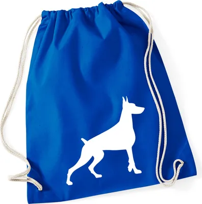 Produktbild von Huuraa Turnbeutel Dobermann Silhouette 12 Liter Bright Royal Baumwolle Rucksack Geschenkidee