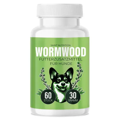 Produktbild von Saint Nutrition® WORMWOOD – Wurmmittеl für Hunde – Wurmkur Hund – Wermut – natürliche Εntwurmung – ohne künstliche Zusätze - nur für Hunde