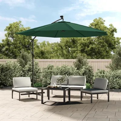 Image de The Living Store Parasol Parapluie avec éclairage LED 300 cm Mât métallique