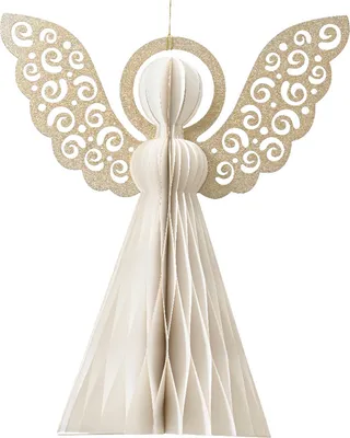 Produktbild von Deko Engel weiss zum Stellen - Papier, mit Magnetverschluss,  dia16.7cm H.20cm - H 20 cm x B 16,7 cm