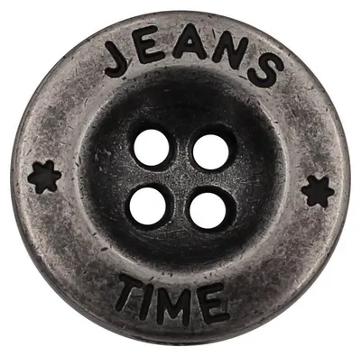 Jeansknöpfe, Metall, 4 Löcher, 18 mm, 5 Stück, silber