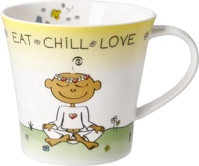 Produktbild von Goebel Coffee-Tea Mug Der kleine Yogi Eat Chill Love, Fine Bone China, Bunt, 350 ml, 54103021