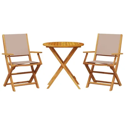 Produktbild von vidaXL 3-tlg. Bistro-Set Taupe Stoff und Massivholz