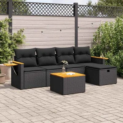 Immagine prodotto di Maison Exclusive - Set da giardino 6 pezzi con cuscini in polyrattan nero