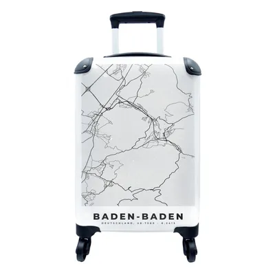 Produktbild von MuchoWow® Koffer Handgepäck Trolley Rollkoffer Kleine Reisekoffer mit 4 Rollen - Deutschland - Baden-Baden - Karte - Stadtplan - Wegbeschreibung - Cabin Size < 55x40x23 cm & 55x40x20 cm - Fotokoffer - Kabinenkoffer - Boardgepäck - Reise-Box - Reisekoffer - Reisegepäck - Koffer mit Bild - Trolley für Kinder