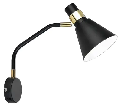 Zdjęcie produktu dla Kinkiet BIAGIO czarny-mosiądz-złoty 1xE14x40W metal wym:34x9,5x27cm IP20 Italux