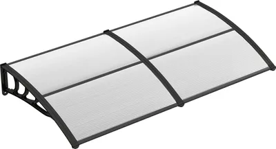 Produktbild von Stříška COSTWAY na vchodové dveře, stříška z hliníku a polykarbonátu, průhledná oblouková stříška, stříška na vchodové dveře, stříška na vchodové dveře, stříška na vchodové dveře (199 x 99 cm, šedá)