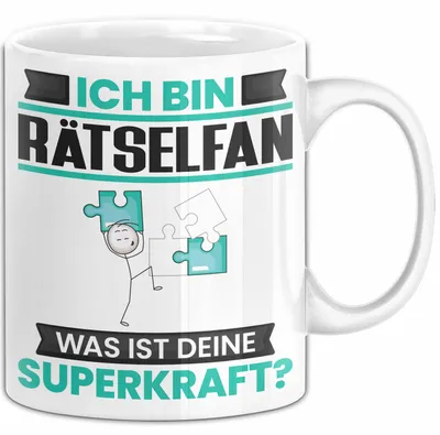 Produktbild von Rätselfan Tasse Geschenk für Rätselfan Geburtstag Lustiger Spruch Kaffee-Becher Was Ist Deine Superkraft (Weiß)