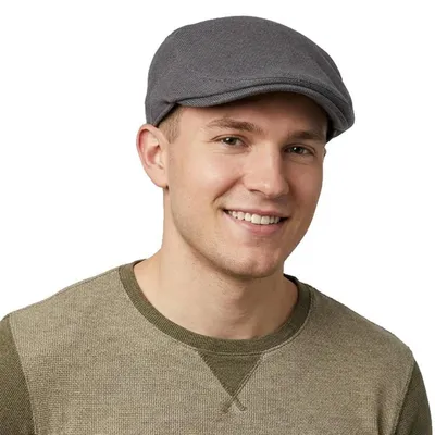 Produktbild von Schiebermütze Herren Strick Flatcap Newsboy Barett Grau M-L
