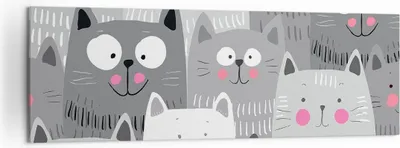 Produktbild von Bild auf Leinwand - Leinwandbild - Kittys Tiere Illustration - 160x50cm - Wand Bild - Wanddeko - Leinwanddruck - Bilder - Kunstdruck - Wanddekoration - Leinwand bilder - Wandkunst - AB160x50-2890