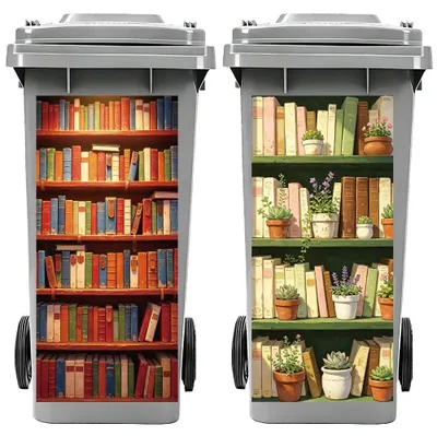 Productafbeelding van Vuilniscontainerstickers met Boekenpatroon