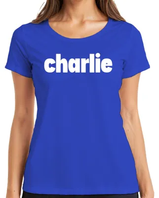 Productafbeelding van Charlie Schriftzug Charlie Kirk Protest T-shirt voor dames, blauw, maat XL
