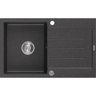 Zdjęcie produktu dla Mexen Bruno zlewozmywak granitowy 1-komorowy z ociekaczem 795 x 495 mm, czarny nakrapiany, syfon chrom - 6513791010-76