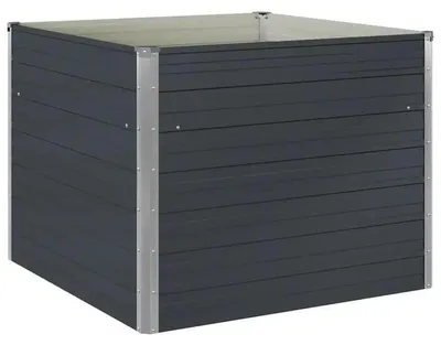 Produktbild von Hochbeet Metall - Pflanzkasten aus verzinktem Stahl - 100x100x77 cm - Offener Boden für Drainage - Sichere umgefaltete Kanten - Anthrazit