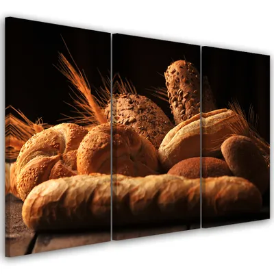 Produktbild von Triptychon auf leinwand lebensmittel und getränke - braun 120x80 cm Feeby braun wandbild bereit zum aufhängen