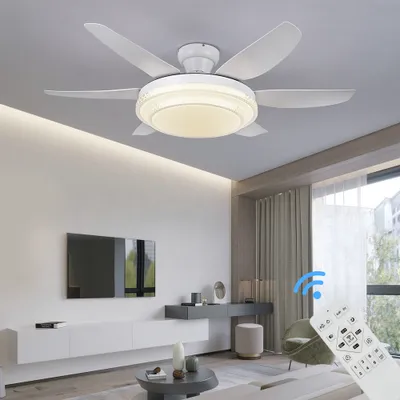 Zdjęcie produktu dla 5250-3 białe oświetlenie LED z pilotem Regulacja barwy/jasności światła 6 prędkości, timer 2 godziny Tryb letni i zimowy