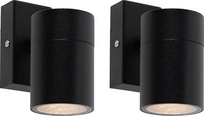 Produktbild von 2er Set Außenwandleuchte Schwarz Edelstahl IP44 Solo
