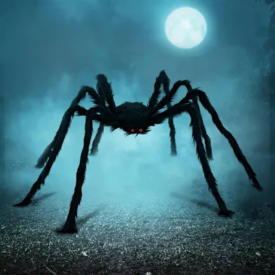 Produktbild von 1,52 m Halloween Outdoor Deko, Haarige Spinne, Schwarz