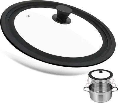 Imagen del producto de Tapa universal de vidrio, color , resistente al calor, de 28/30/32 cm, para ollas y sartenes