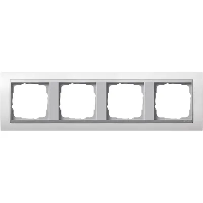 Produktbild von Gira 0214806 4fach-Abdeckrahmen für Farbe Alu Gira Event Reinweiß