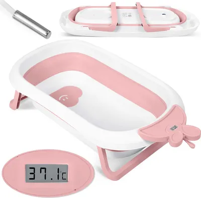 Produktbild von Ricokids Babybadewanne mit Thermometer RK-282 weiß und rosa