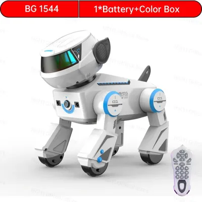 Produktbild von Interaktiver Roboterhund - Modell 8002, ferngesteuerter mechanischer Hund - Lithium-Akku - Reichweite 10 m - Laufzeit 50 Min. - Akku inklusive - Weiß