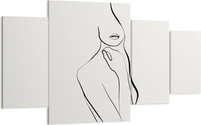 Produktbild von Bild auf Leinwand - Leinwandbild - 4 Teile - Frau Skizze Zeichnung - 160x90cm - Wand Bild - Wanddeko - Wandbilder - Leinwanddruck - Bilder - Wanddekoration - Leinwand bilder - Wandbild - DL160x90-5045