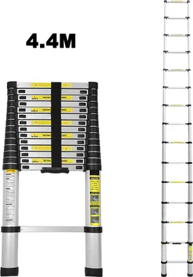 Zdjęcie produktu dla Clanmacy drabina teleskopowa aluminiowa 4,4 m drabina wielofunkcyjna aluminiowa drabina pojedyncza drabina wielofunkcyjna drabina wysuwana