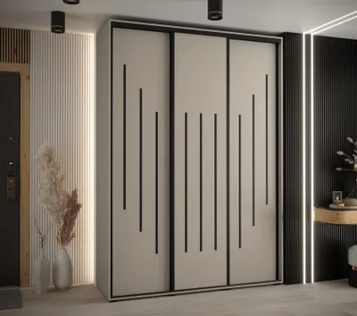 Obrázek produktu pro Šatní skříň INDIRA 8 - 170/60 cm, kašmír / černá
