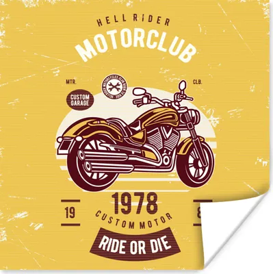 Produktbild von MuchoWow® Poster Motorrad - Gelb - Retro 30x30 cm - Wandposter - Printing