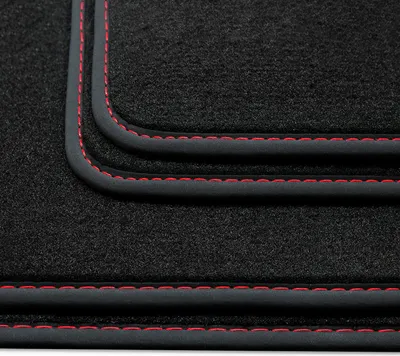 Produktbild von Velours Fußmatten passend für Lexus RX 5. Generation ab 08/2022- Deluxe Velours, Naht:Rot