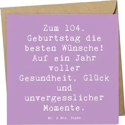 Produktbild von Mr. & Mrs. Panda Glückwunschkarte Spruch 104. Geburtstag Glückwünsche - Lavendeltraum - Geschenk, Klappkarte, besondere Anlässe, doppelkarte, Geburtstagssprüche, Jubiläum