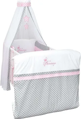 Produktbild von Baby Delux Baby Bettwäsche Bettset 4-tlg Bettausstattung Nestchen Himmel mit Stickerei Princess Grey Stars
