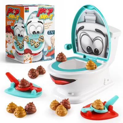 Productafbeelding van Solidchoice - Creatief Toiletspel met 12 Poepjes en 2 Gooiers