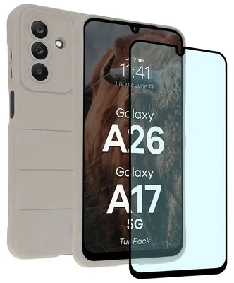 Produktbild von Robuste Handyhülle + gehärtetem Glas für Galaxy A17 5G / A26 5G, Bizon Tur Pack, Hellgrau
