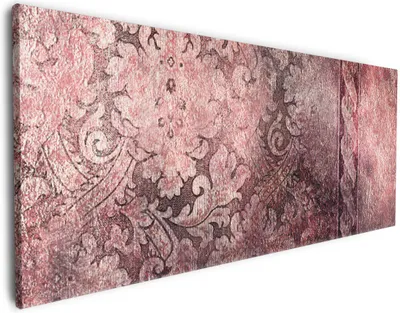 Produktbild von Wallario Premium Leinwandbild Schnörkelmuster in rot in Größe 60 x 150 cm