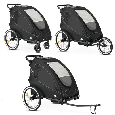 Obrázok produktu pre DERYAN Luxusný Cyklistický Príves - Bicyklový Príves, Detský Kočík a Jogger - 2-Miestny - Čierna
