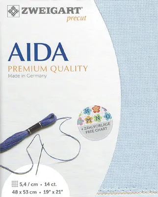 Produktbild von AIDA Zweigart precut 14 ct. Stern-Aida 3706 Farbe 5130 hellblau, Zählstoff für Kreuzstich 48x53cm