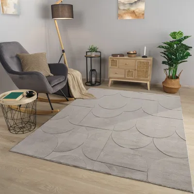 Produktbild von TT Home Wohnzimmer Teppich Esszimmer Kurzflor Geometrische Optik Skandi Boho Unifarben Größe 160x220 cm