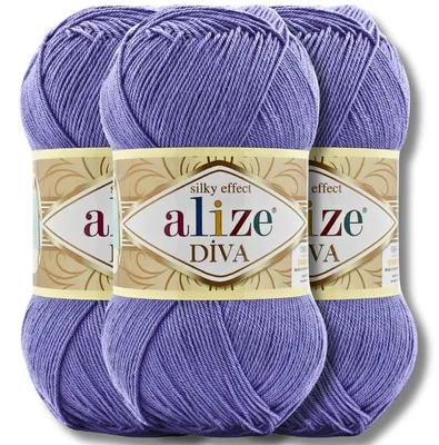 Zdjęcie produktu dla Alize 3x 100g Diva Wolle, kolor uniwersalny, przędza do szydełkowania i robienia na drutach (851)