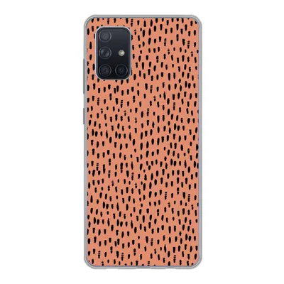 Produktbild von MuchoWow® Handyhülle Schutzhülle Hülle für Samsung Galaxy A51 Polka dots - Schwarz - Orange Silikon Softcase Handy Hülle - Schutzabdeckung