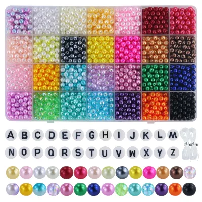Perlen-Set, 1960 Stück, 6 mm, 28 Farben, für Schmuck