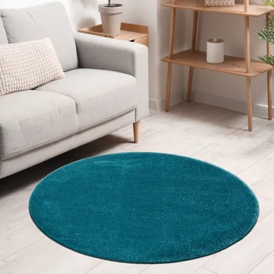 Produktbild von Teppich rund Wohnzimmer Kurzflor Einfarbig für Schlafzimmer kinderzimmer weich Rund