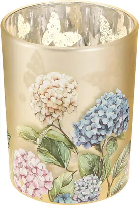 Produktbild von Florales Windlicht aus Glas mit veredeltem Innenfinish, 2 Stück