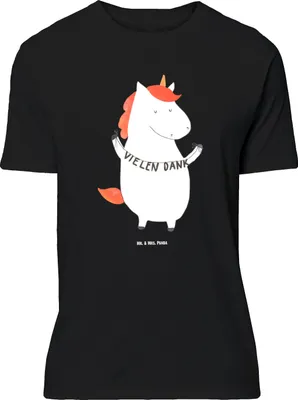 Produktbild von Mr. & Mrs. Panda Größe XL T-Shirt Einhorn Dankeschön - Schwarz - Geschenk, mit Spruch, Danksagung, Vielen Dank, Danke, Tshirt, Einhörner, Shirt, Unicorn