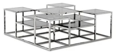 Immagine prodotto di Tavolino di design Casa Padrino argento / grigio 120 x 120 x h. 42 cm - Mobili Soggiorno