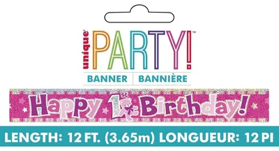 Produktbild von Unique Party 10851, Fahnenbanner, Pink, Geburtstag